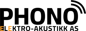 PHONO’elektro-akustikk logo sort og oransje